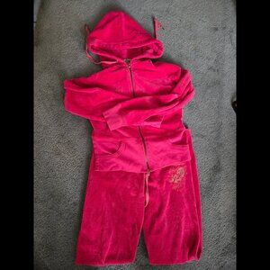 Juicy Couture Hot Pink Velour Track Suit Gold Logo Y2K